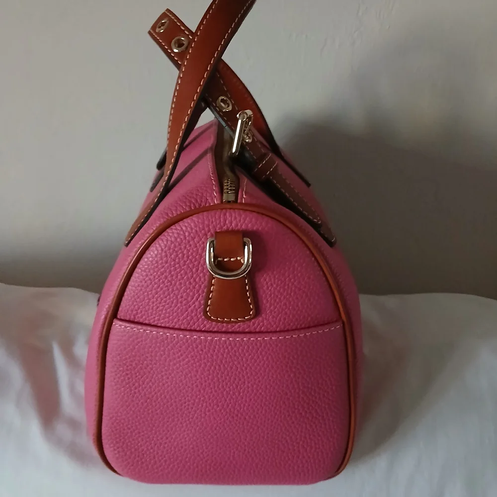 Dooney & Bourke Kendra Hot Pink and Brown Leather Satchel NWT - Picture 3 of 8
